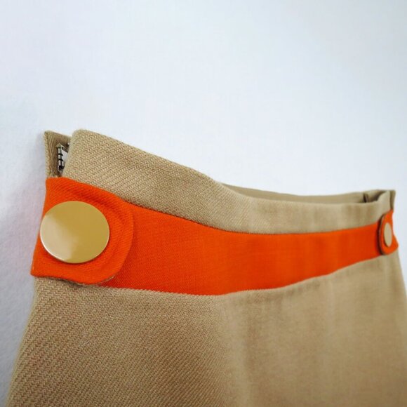 Marc Jacobs Camel and Orange Wool Micro Mini Skirt Appliqué Button Detail 4 - Picture 7 of 14
